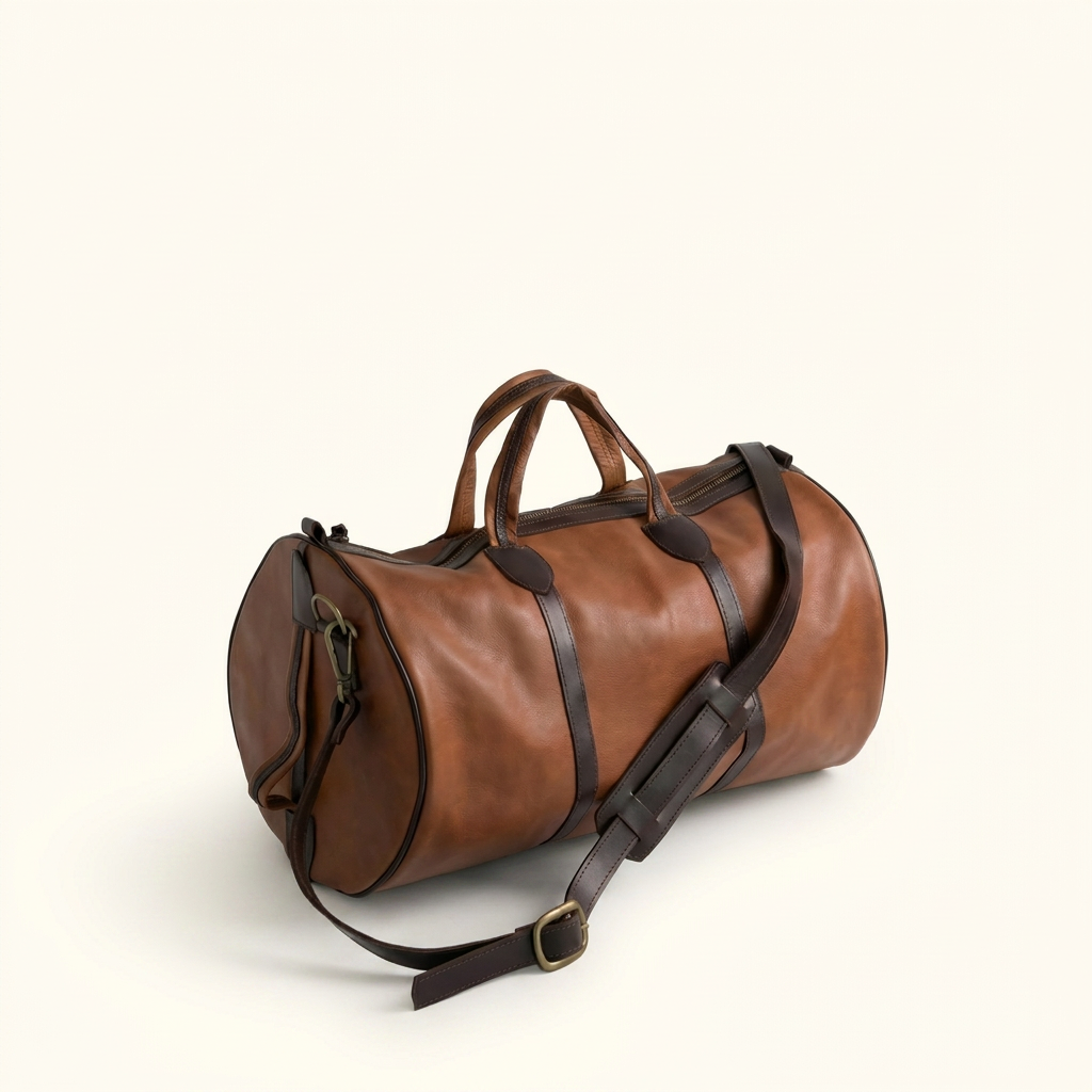 Cylinder Full Grain Leather Duffle Bag